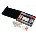 Leather Professional Poker Set w/ Cards & Poker Chips